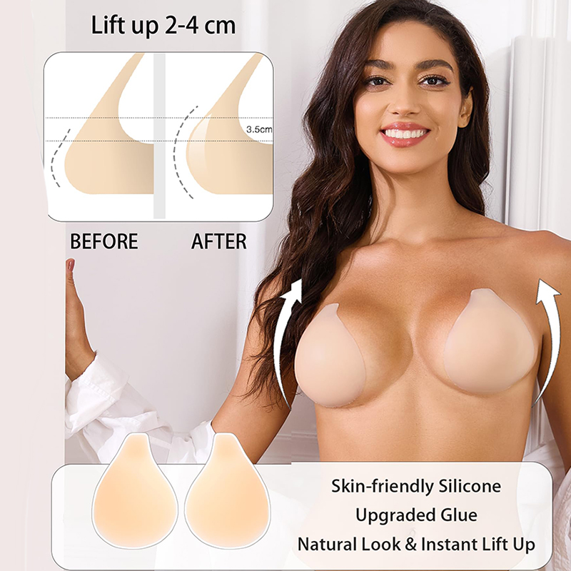 Strapless Bra Backless - 1/2 Pairs Women Sticky Bra Push