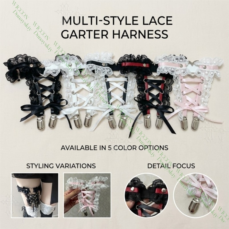 Garter Belt Set - Jirai Kei Figure Ribbon Buckle Lace