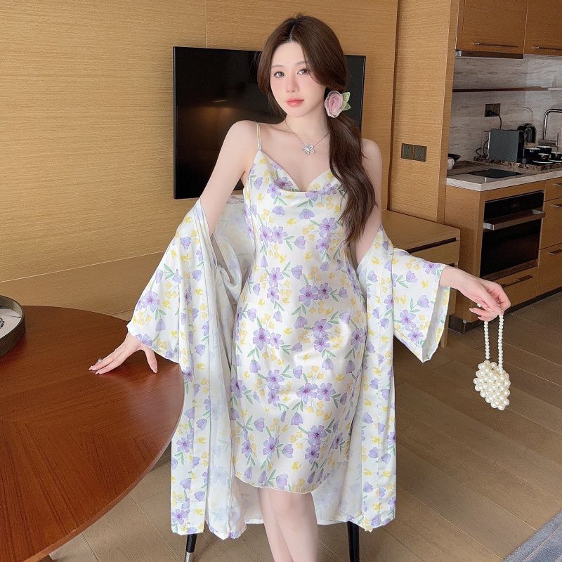 Robe Silk Women - High Grade Printed Sweet Wind Light