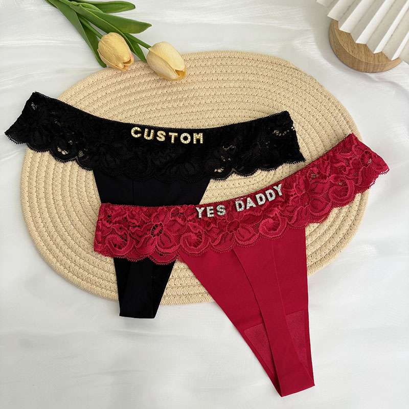 Thong Bikini Women - Personalized Custom Thong Name Crystal Letter