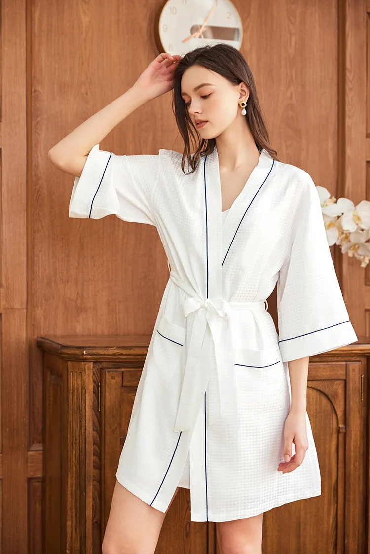 Robe Silk Women - Waffle Jacquard 100% Mulberry Silk Couple's