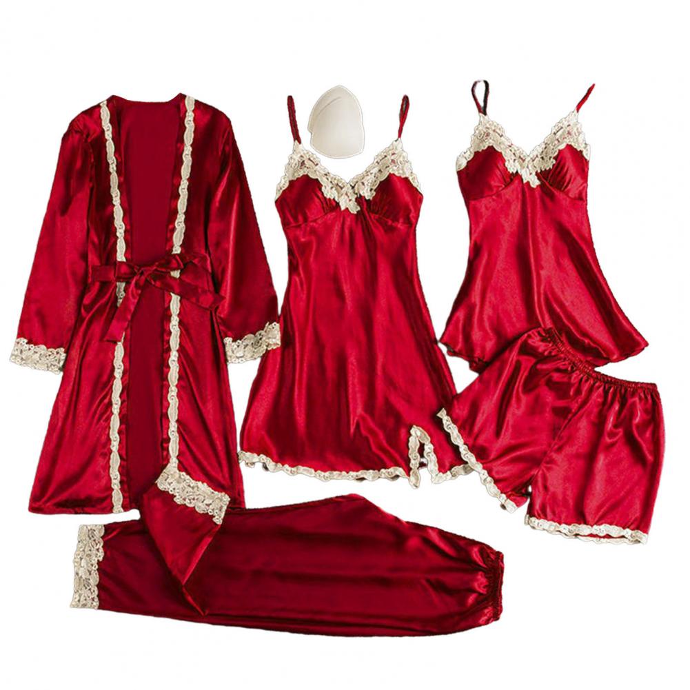 Robe Silk Women - Silk-like Pajama Set Elegant Satin Lace