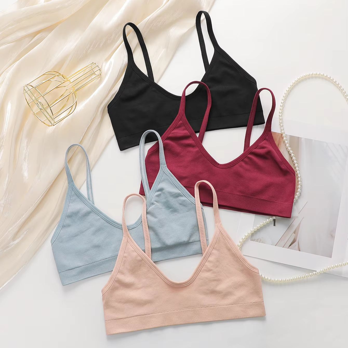 Bralette Wireless Soft - Women Seamless Wireless Bra Solid Soft