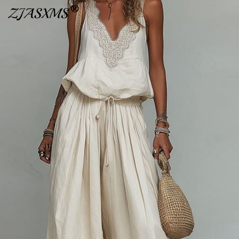 Cami Top Lace - Women Sleeveless Lace V Neck Set