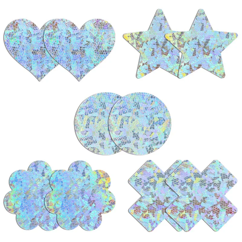 Nipple Cover Pasties - 5 Pairs Glitters Pasties Nipple Covers