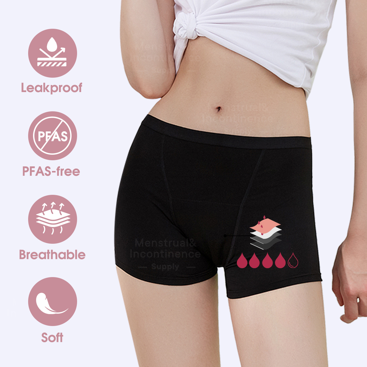 Boyshort Underwear - Bamboo Fiber Period Underwear for Women