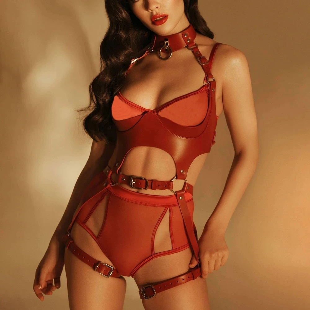 Women Fashion Harness Waist Be - Garter Belt Set 评论和价格