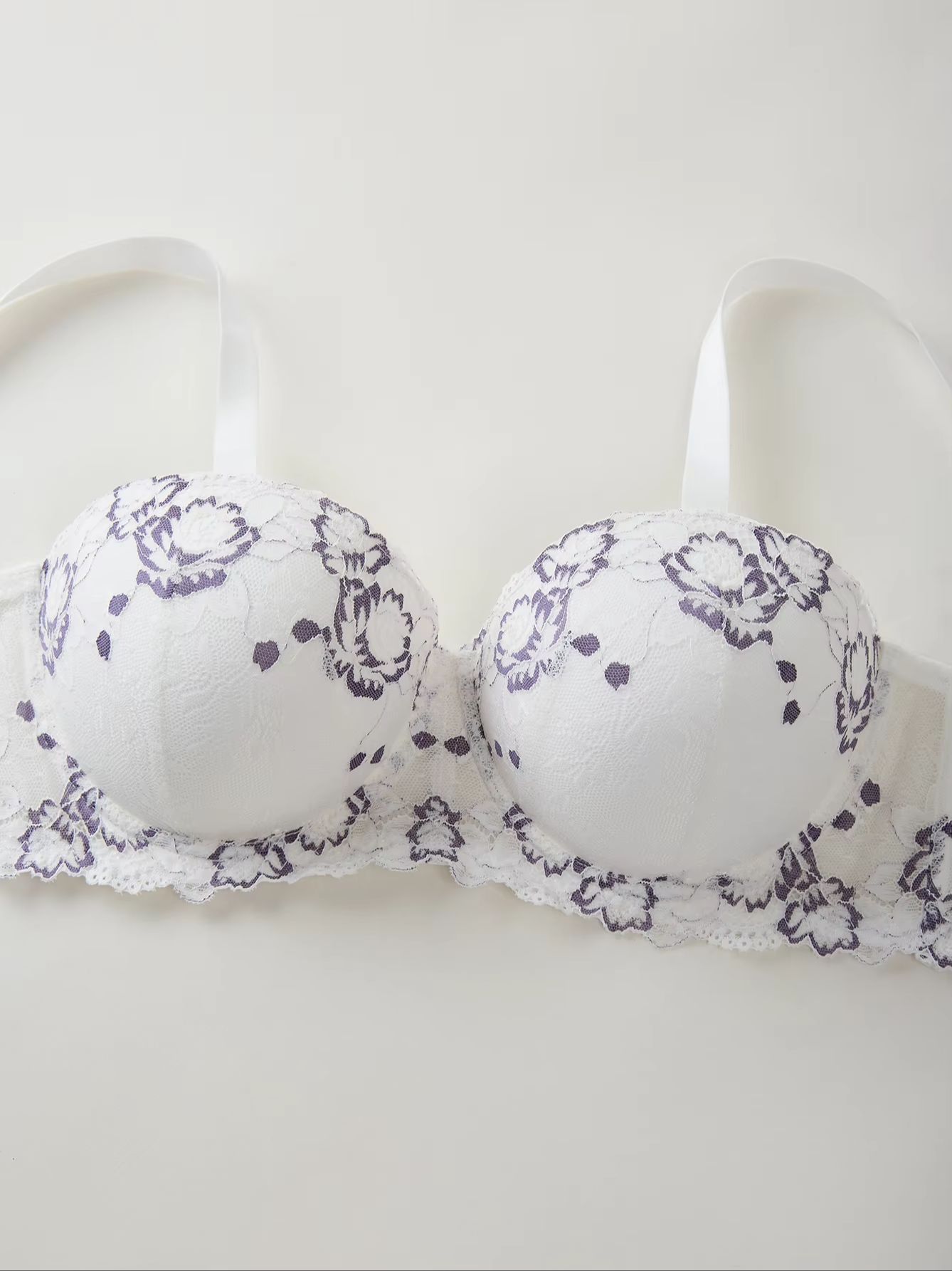 Plus Size Lace & Embroidery Wo - Push Up Bra Padded 评论和价格