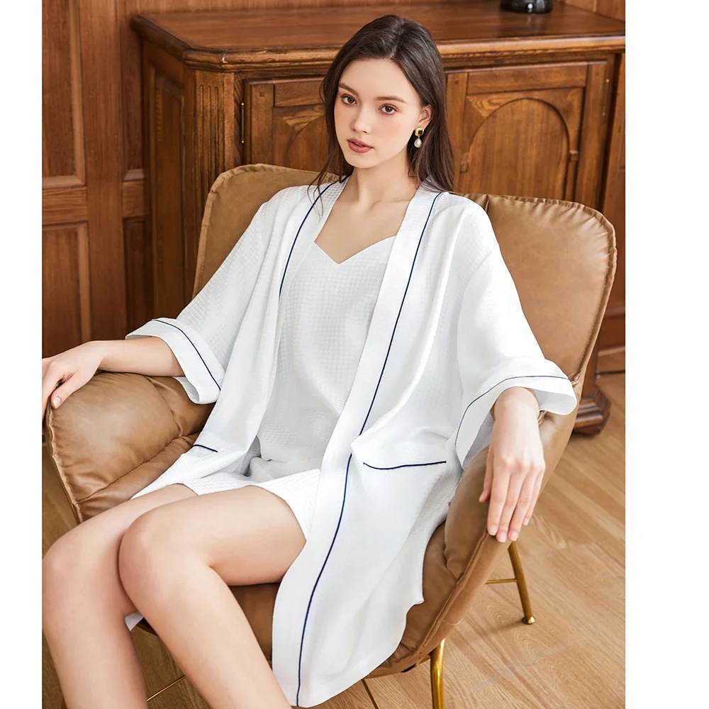 Waffle Jacquard 100% Mulberry  - Robe Silk Women 评论和价格