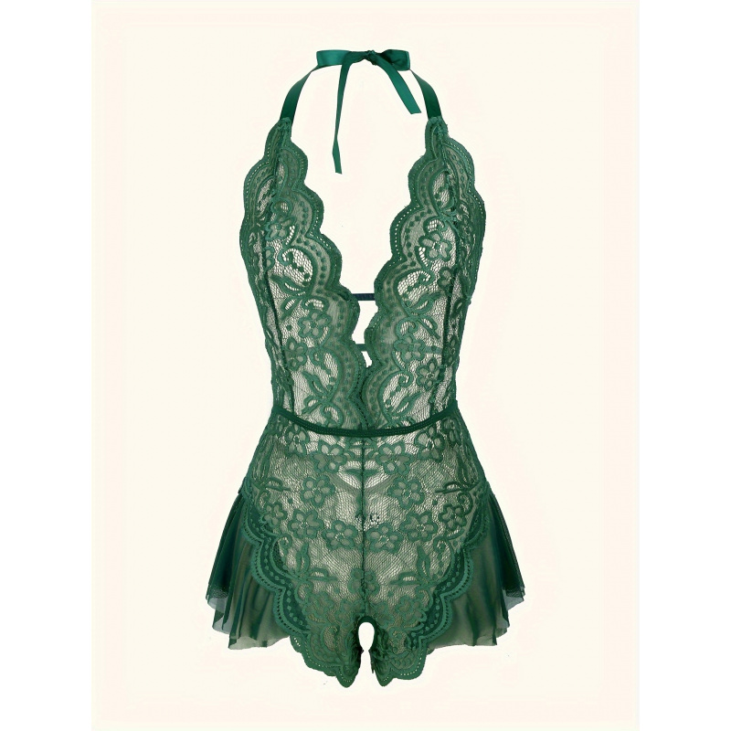 Charming Lace Mesh Teddy, Scal - Lace Teddy Lingerie 评论和价格