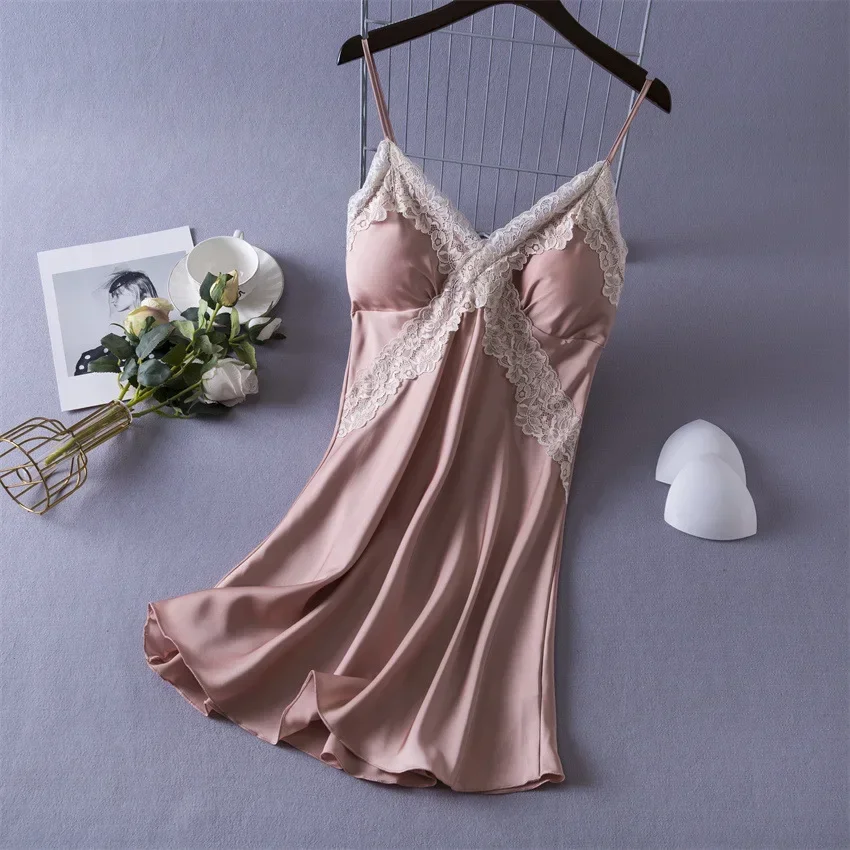 Women's Sexy Lingerie Satin Ni - Babydoll Chemise Night 评论和价格