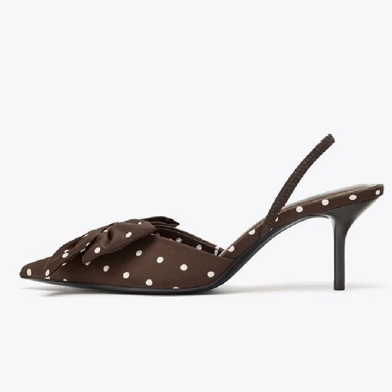 Brown Polka Dot Butterfly Knot - Slip Dress Satin 评论和价格