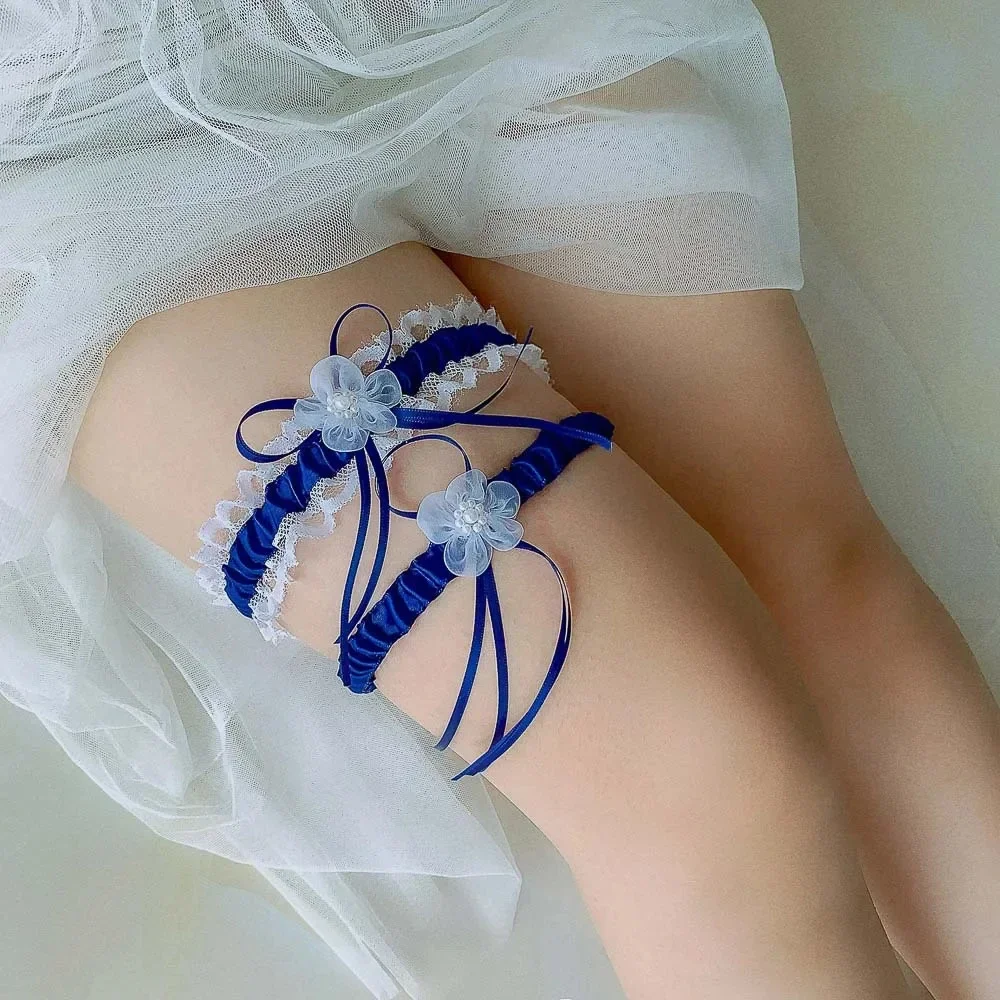 2pcs/Set Satin Ribbon Wedding  - Garter Belt Set 评论和价格
