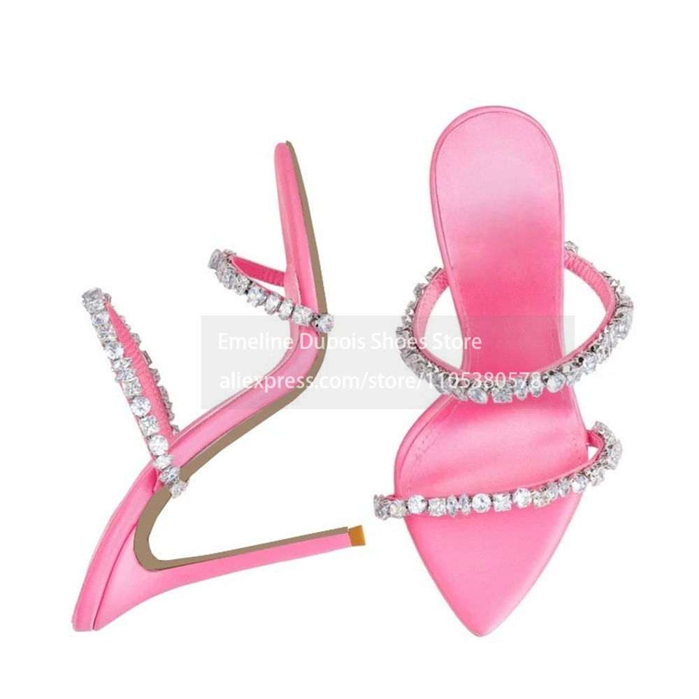 Pink Satin Rhinestone Double S - Slip Dress Satin 评论和价格