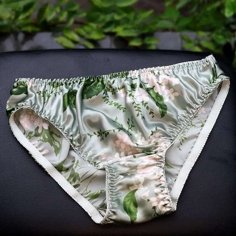Summer Floral Print Ice Silk M - Boyshort Underwear 评论和价格