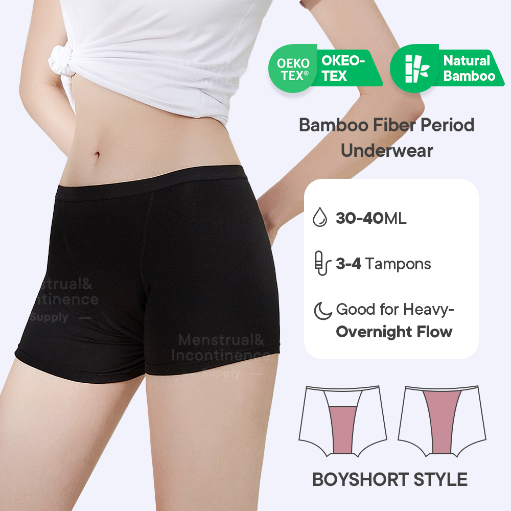 Bamboo Fiber Period Underwear  - Boyshort Underwear 评论和价格